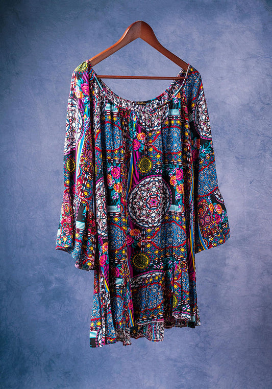 Boho Maxi Wickelrock aus Viskose in Lila