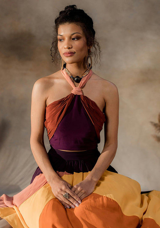 Boho Maxi Wickelrock aus Viskose in Türkis